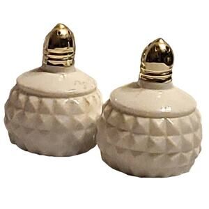 50s Vintage MCM Hobnail Milk Glass Salt & Pepper Shaker Set